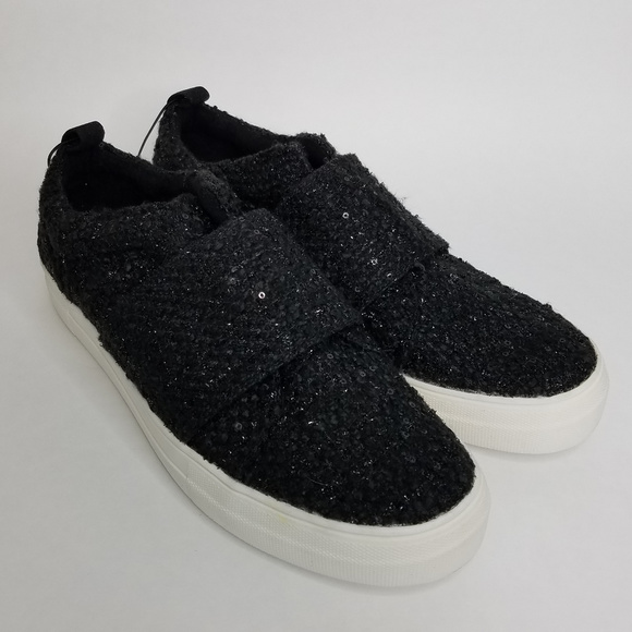 black sequin slip on sneakers